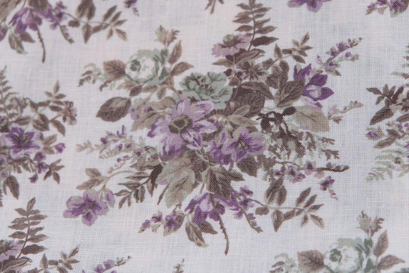 Auberge Floral Fabric -Lilac - Linen Salvage Et Cie