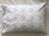 1 Pair- French Toile Simple Hem Standard Pillowcases  - Chambray - Linen Salvage Et Cie
