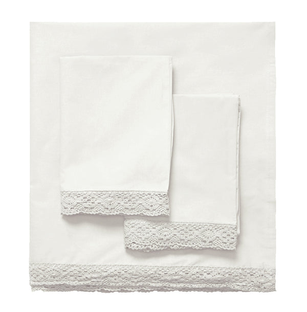 Chelsea Crochet Edge Sheet Collection - White - Linen Salvage Et Cie
