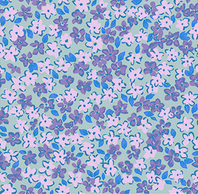 Eveline Floral Fabric- Lilac - Linen Salvage Et Cie