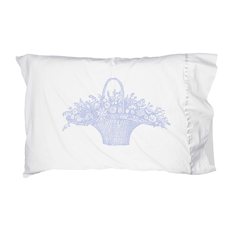 NEW! Les Fleurs Pillowcase Set/2 - Soft Blue - Linen Salvage Et Cie