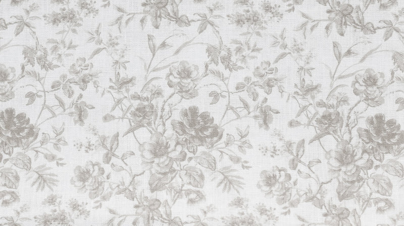 French Toile  Fabric- Soft Grey - Linen Salvage Et Cie