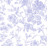 French Toile Printed Fabric- Lilac - Linen Salvage Et Cie
