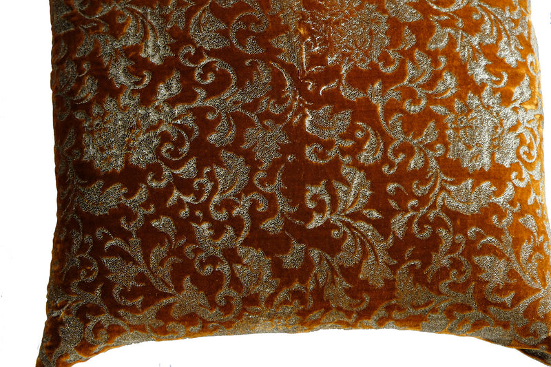 Harlot Silk Velvet Hand Embossed Pillow - Bronze
