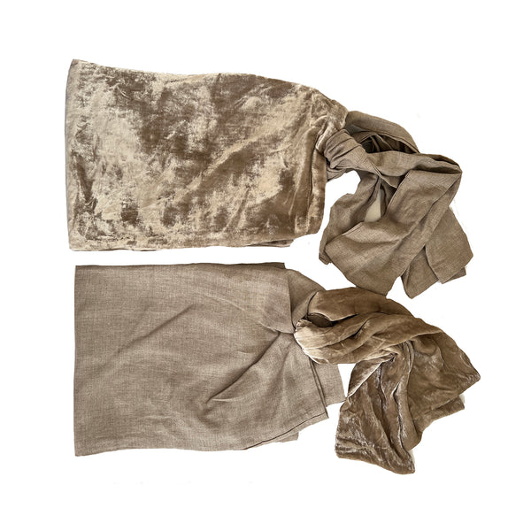 2 Unique Samples- Velvet and Linen Standard Pillowcases  - Natural