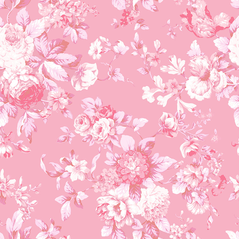 Petite Bouquet Floral Fabric-Strawberry - Linen Salvage Et Cie