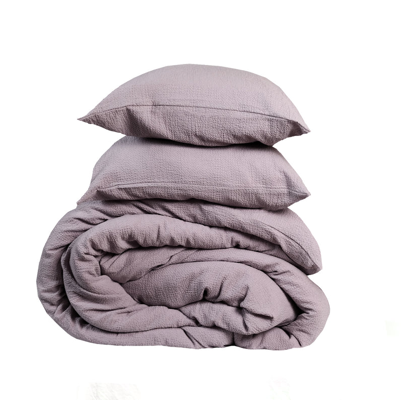 Super Comfy Soft Cotton Popcorn Cloud Texture King Duvet Set - Haze - Linen Salvage Et Cie