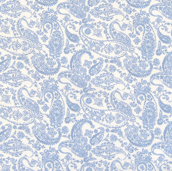 Vintage Paisley Linen - Soft Blue - Linen Salvage Et Cie